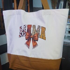 Stylish White and Brown Tote Bag,